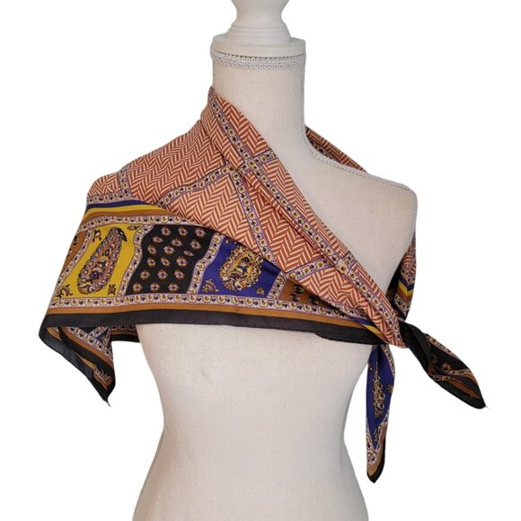 Vintage Manzoni Scarf Multicolor Paisley Scarf Square - Picture 1 of 6